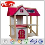 Pink House - Casuta de joaca cu mobilier din lemn inclus  cu doua nivele 